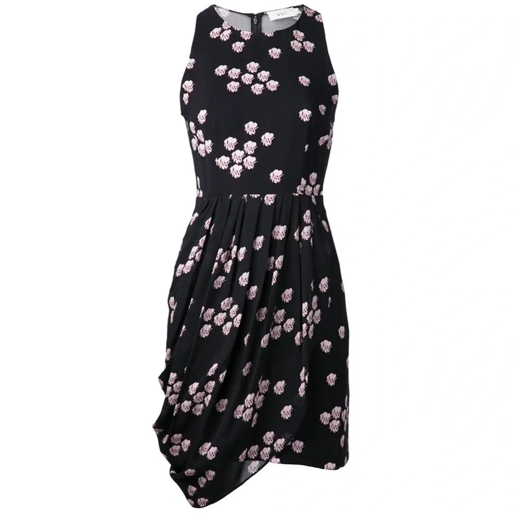 A.L.C. Eva silk floral dress size 2 - Picture 3 of 12